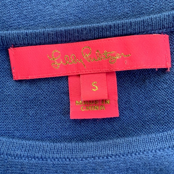 Lilly Pulitzer Elba Coolmax Oversized Boxy Poncho Sweater Iris Blue Womens Sz Sm - Picture 11 of 11